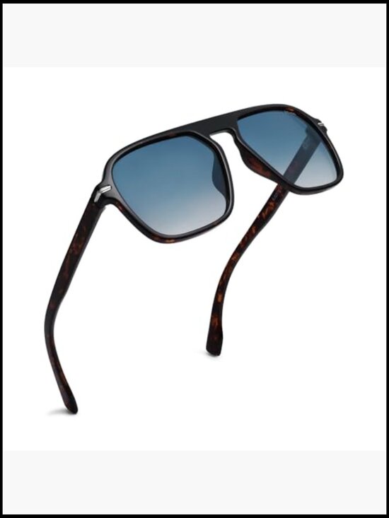 Retro Aviator Polarized Sunglasses Square Pilot Men Women main image 5